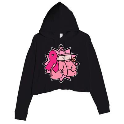 Fight Breast Cancer Boxing Crop Fleece Hoodie