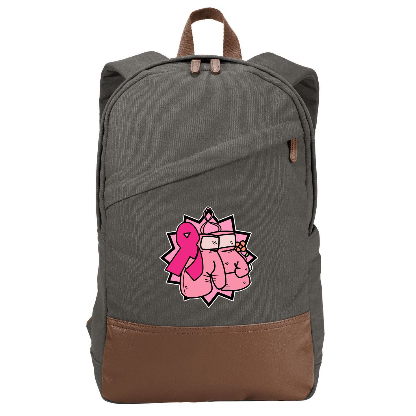 Fight Breast Cancer Boxing Cotton Canvas Backpack