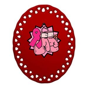 Fight Breast Cancer Boxing Ceramic Oval Ornament