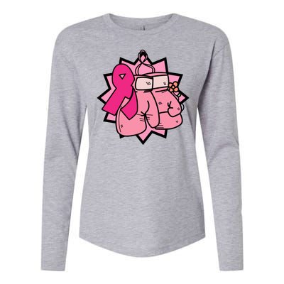 Fight Breast Cancer Boxing Womens Cotton Relaxed Long Sleeve T-Shirt