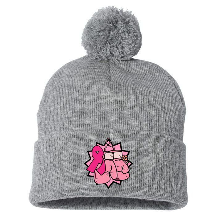 Fight Breast Cancer Boxing Pom Pom 12in Knit Beanie