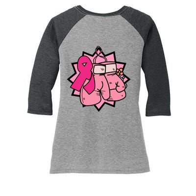 Fight Breast Cancer Boxing Women's Tri-Blend 3/4-Sleeve Raglan Shirt