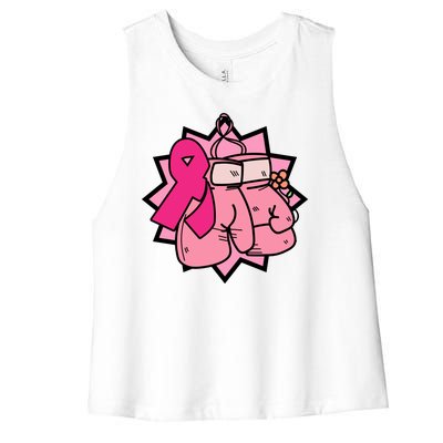 Fight Breast Cancer Boxing Women's Racerback Cropped Tank