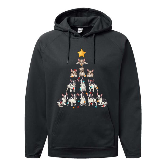 French Bulldog Christmas Tree Frenchie Dog Xmas Pjs Pajamas Performance Fleece Hoodie