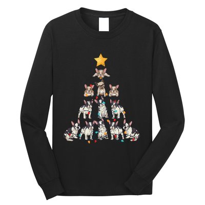 French Bulldog Christmas Tree Frenchie Dog Xmas Pjs Pajamas Long Sleeve Shirt