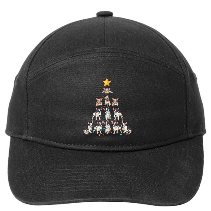 French Bulldog Christmas Tree Frenchie Dog Xmas Pjs Pajamas 7-Panel Snapback Hat