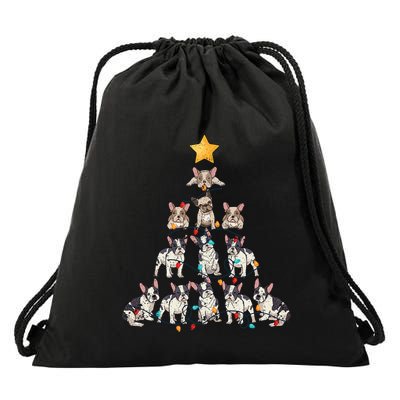 French Bulldog Christmas Tree Frenchie Dog Xmas Pjs Pajamas Drawstring Bag