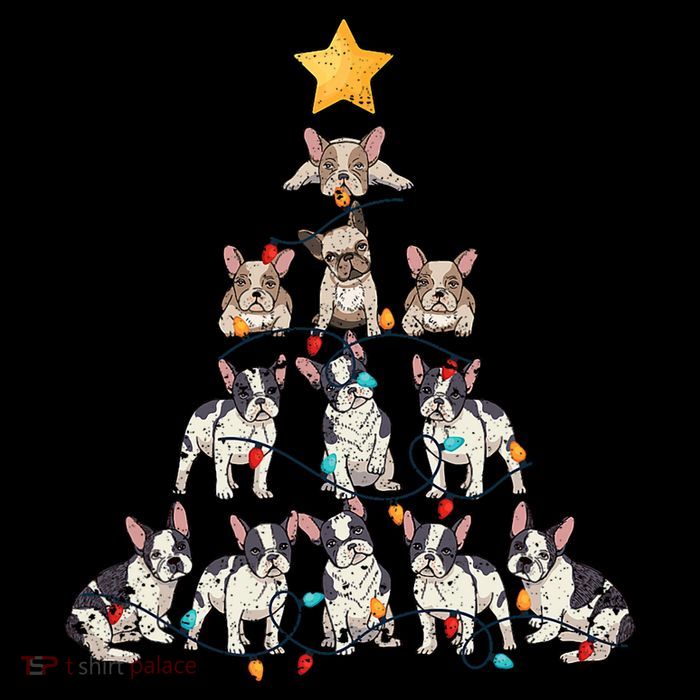 French Bulldog Christmas Tree Frenchie Dog Xmas Pjs Pajamas Flatbill Hat