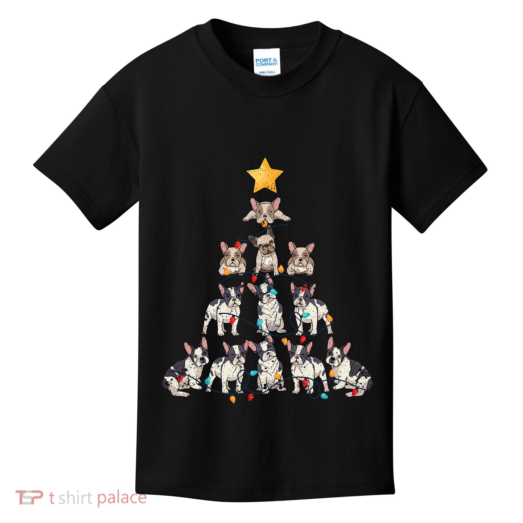 French Bulldog Christmas Tree Frenchie Dog Xmas Pjs Pajamas Kids T-Shirt
