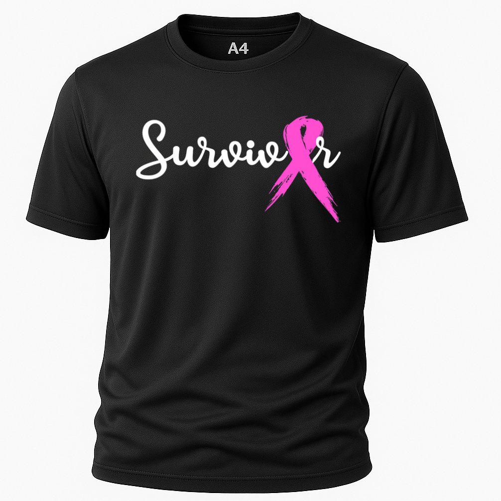 Funny Breast Cancer Awareness Pink Ribbon Survivor Cooling Performance Crew T-Shirt