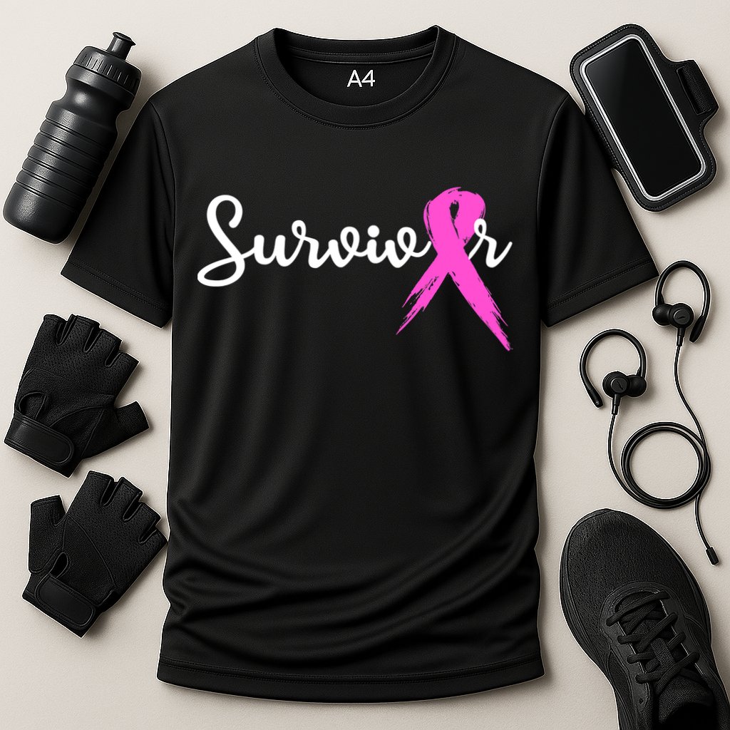 Funny Breast Cancer Awareness Pink Ribbon Survivor Cooling Performance Crew T-Shirt