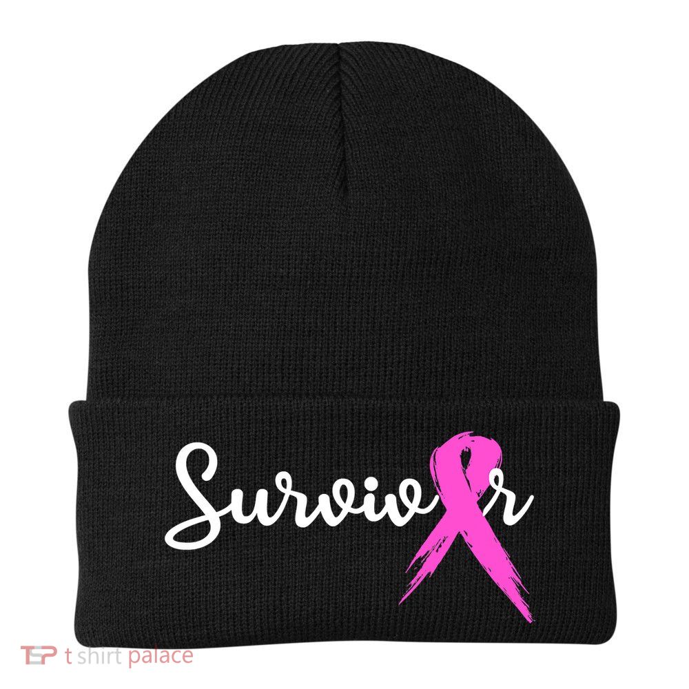 Funny Breast Cancer Awareness Pink Ribbon Survivor Beanie