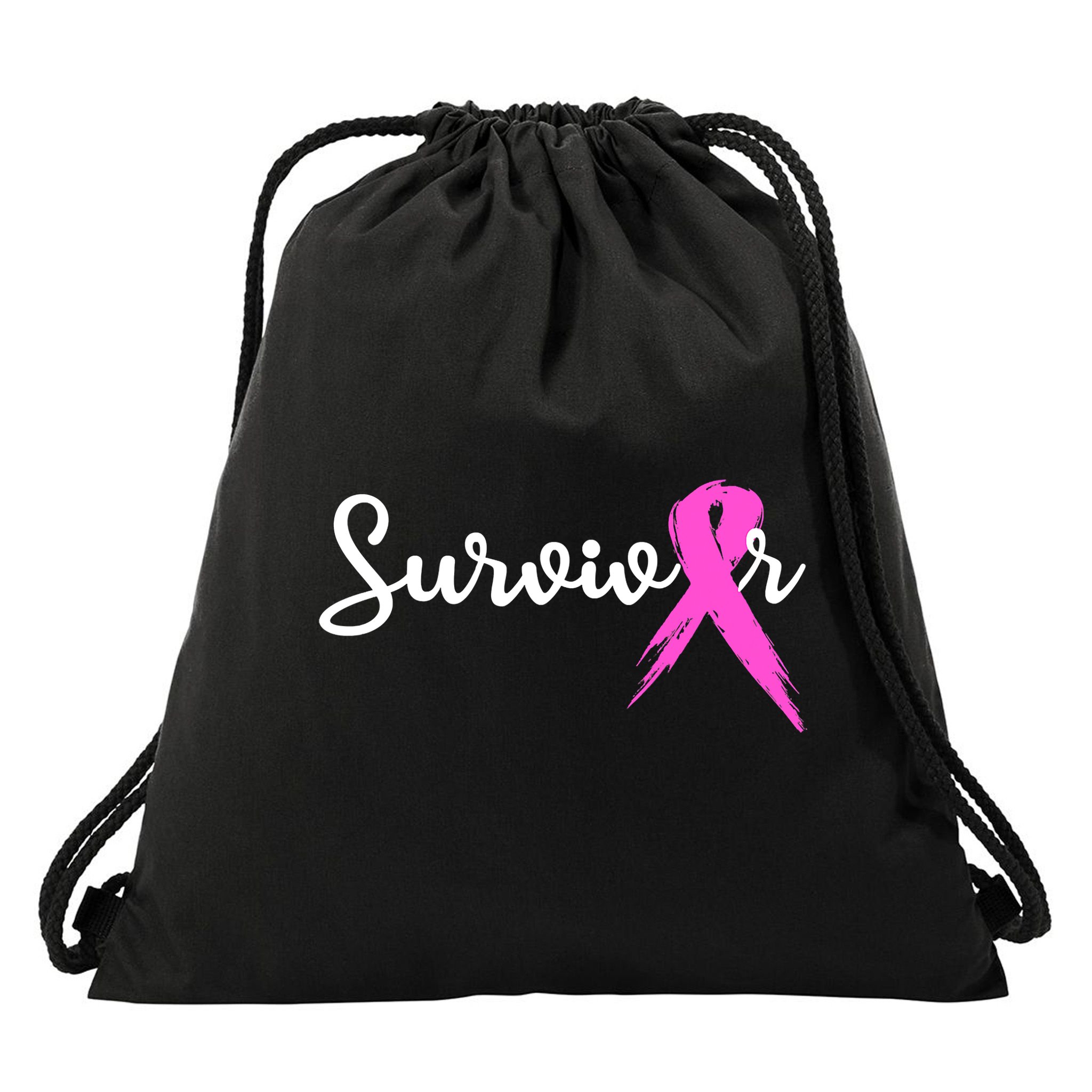 Funny Breast Cancer Awareness Pink Ribbon Survivor Drawstring Bag