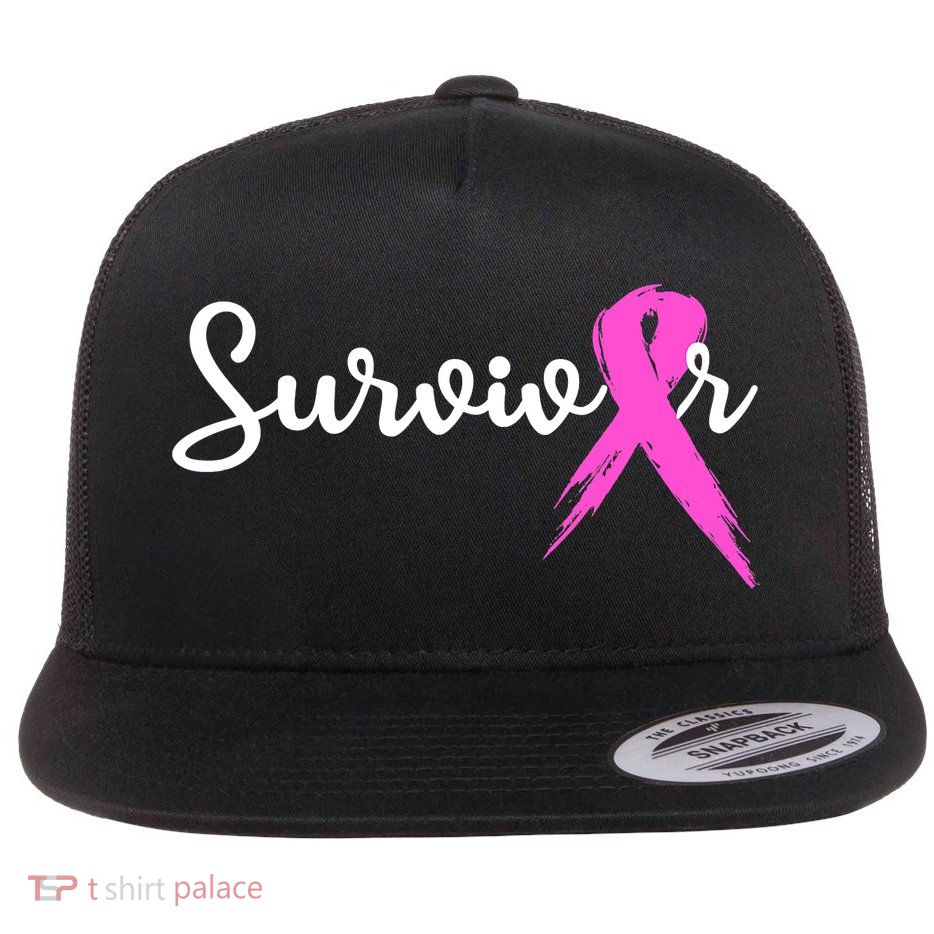 Funny Breast Cancer Awareness Pink Ribbon Survivor Flatbill Hat