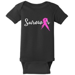 Funny Breast Cancer Awareness Pink Ribbon Survivor Baby Bodysuit