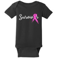 Funny Breast Cancer Awareness Pink Ribbon Survivor Baby Bodysuit