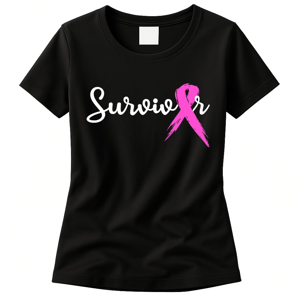 Funny Breast Cancer Awareness Pink Ribbon Survivor Womens T-Shirt