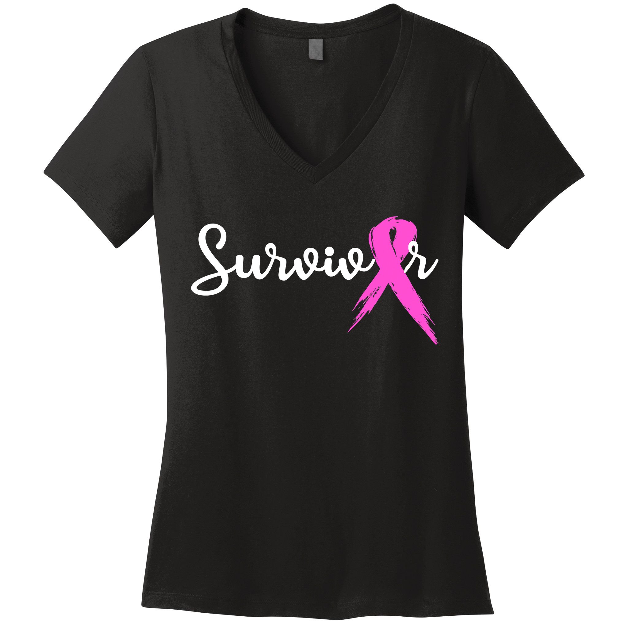Funny Breast Cancer Awareness Pink Ribbon Survivor Women's V-Neck T-Shirt