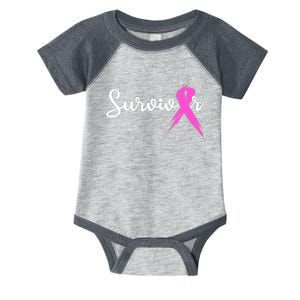 Funny Breast Cancer Awareness Pink Ribbon Survivor Infant Baby Jersey Bodysuit