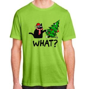 Funny Black Cat Gift Pushing Christmas Tree Over Cat What Adult ChromaSoft Performance T-Shirt