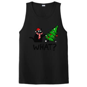 Funny Black Cat Gift Pushing Christmas Tree Over Cat What PosiCharge Competitor Tank