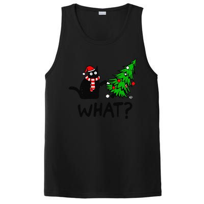 Funny Black Cat Gift Pushing Christmas Tree Over Cat What PosiCharge Competitor Tank