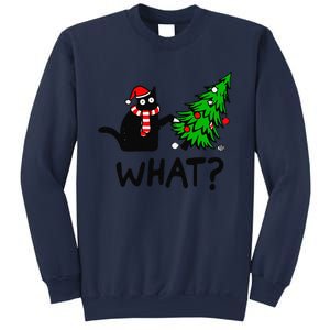 Funny Black Cat Gift Pushing Christmas Tree Over Cat What Sweatshirt