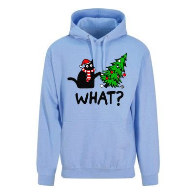 Funny Black Cat Gift Pushing Christmas Tree Over Cat What Unisex Surf Hoodie