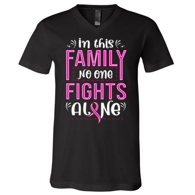 Family Breast Cancer Awareness T V-Neck T-Shirt