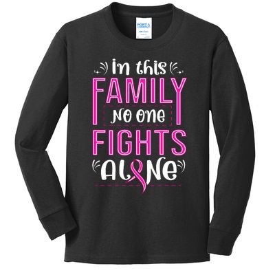 Family Breast Cancer Awareness T Kids Long Sleeve Shirt