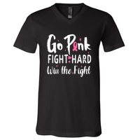 Funny Breast Cancer Awareness Pink Ribbon V-Neck T-Shirt