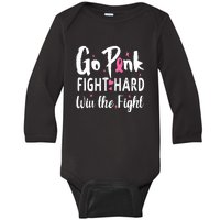 Funny Breast Cancer Awareness Pink Ribbon Baby Long Sleeve Bodysuit