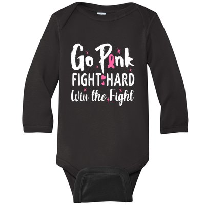 Funny Breast Cancer Awareness Pink Ribbon Baby Long Sleeve Bodysuit