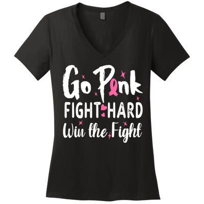 Funny Breast Cancer Awareness Pink Ribbon Women's V-Neck T-Shirt