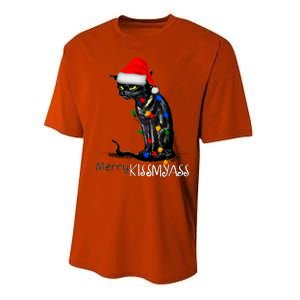 Funny Black Cat Merry Myass Xmas Chritsmas Gift Performance Sprint T-Shirt