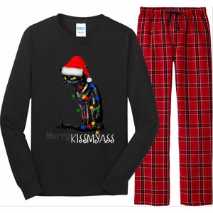 Funny Black Cat Merry Myass Xmas Chritsmas Gift Long Sleeve Pajama Set