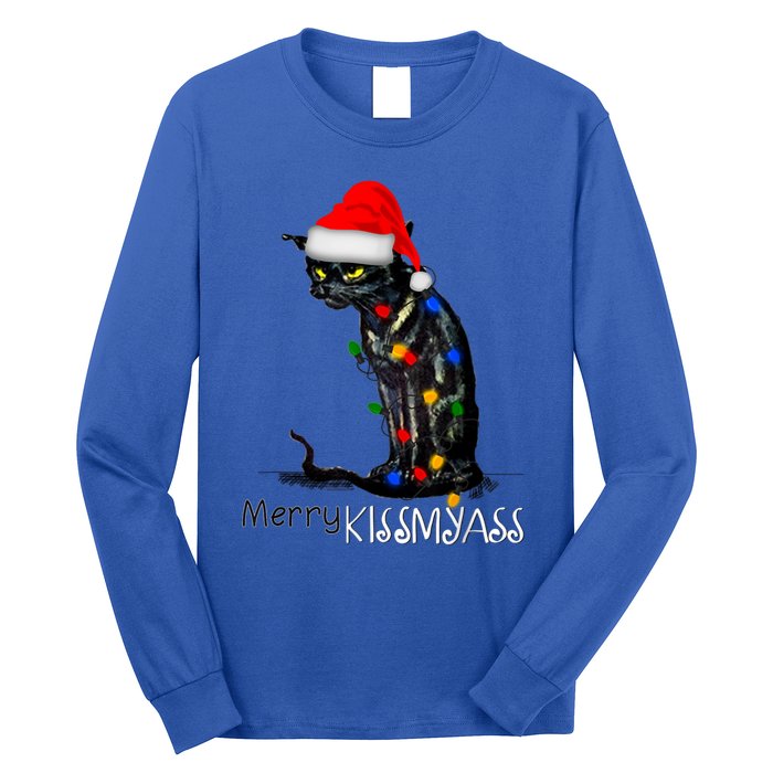 Funny Black Cat Merry Myass Xmas Chritsmas Gift Long Sleeve Shirt