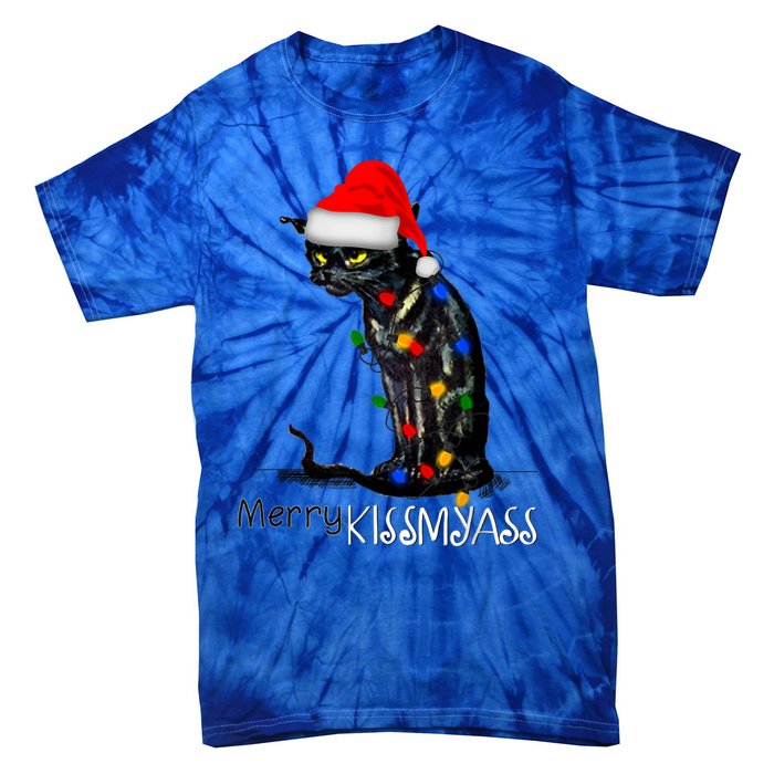 Funny Black Cat Merry Myass Xmas Chritsmas Gift Tie-Dye T-Shirt