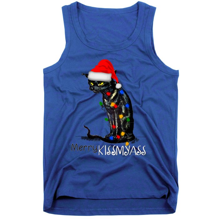 Funny Black Cat Merry Myass Xmas Chritsmas Gift Tank Top