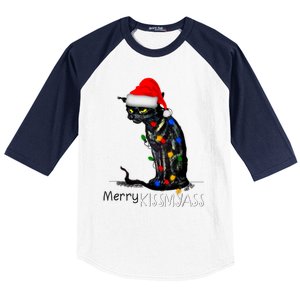 Funny Black Cat Merry Myass Xmas Chritsmas Gift Baseball Sleeve Shirt