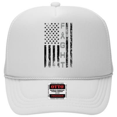 Fight Brain Cancer Awareness High Crown Mesh Back Trucker Hat