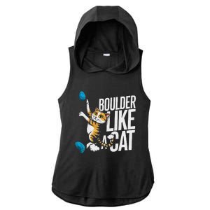 Funny Bouldering Cat – Rock Climbing & Cat Lover Design Ladies PosiCharge Tri-Blend Wicking Draft Hoodie Tank