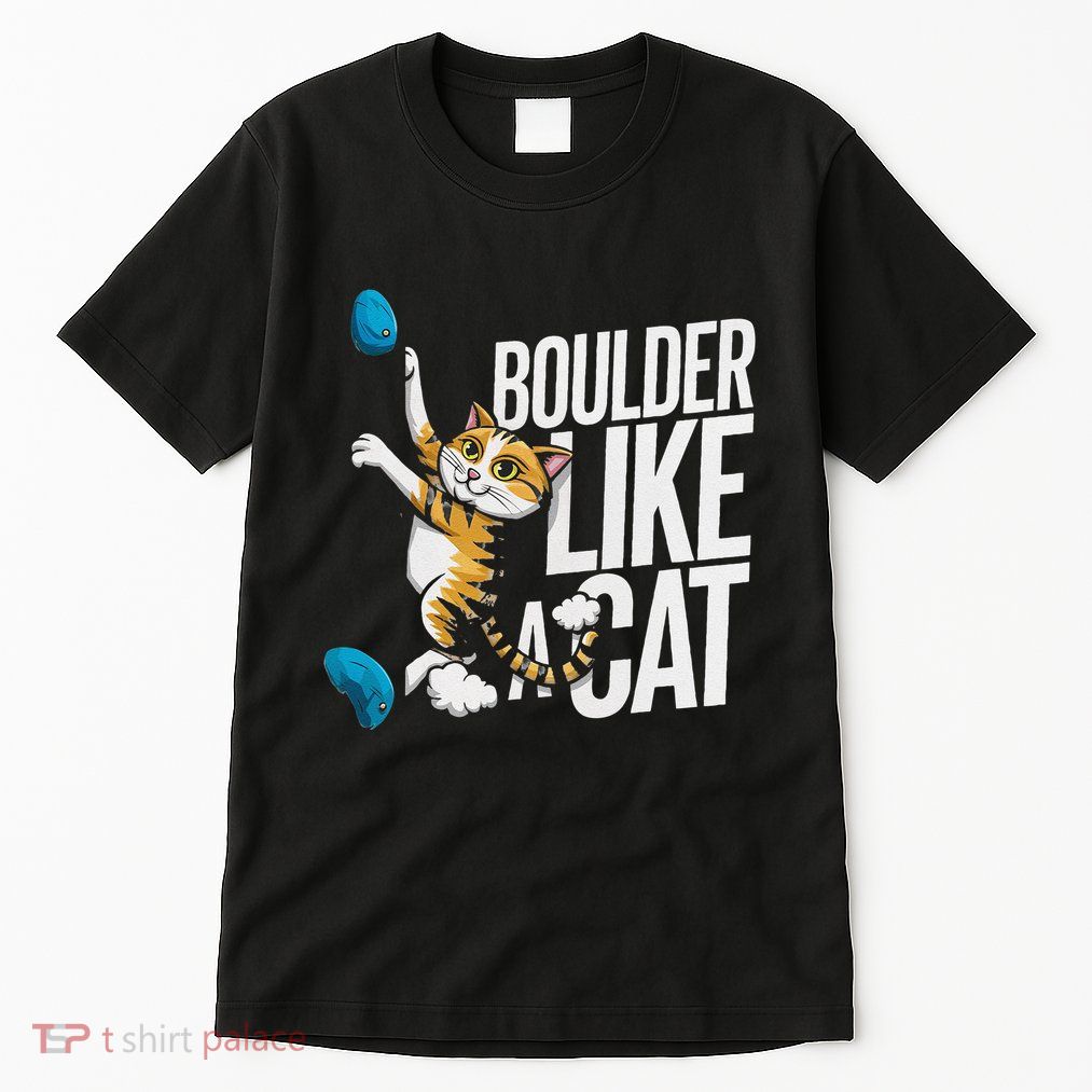 Funny Bouldering Cat – Rock Climbing & Cat Lover Design Tall T-Shirt