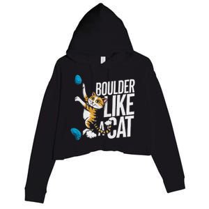 Funny Bouldering Cat – Rock Climbing & Cat Lover Design Crop Fleece Hoodie