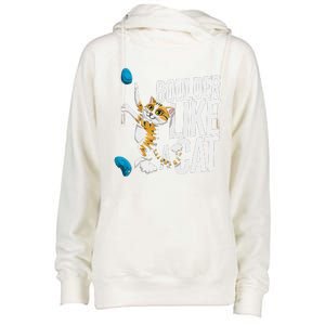 Funny Bouldering Cat – Rock Climbing & Cat Lover Design Womens Funnel Neck Pullover Hood