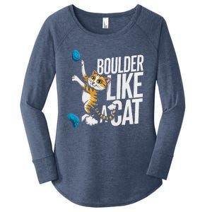 Funny Bouldering Cat – Rock Climbing & Cat Lover Design Women's Perfect Tri Tunic Long Sleeve Shirt