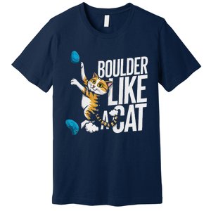 Funny Bouldering Cat – Rock Climbing & Cat Lover Design Premium T-Shirt