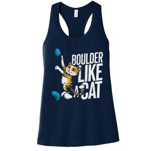 Funny Bouldering Cat – Rock Climbing & Cat Lover Design Women's Racerback Tank