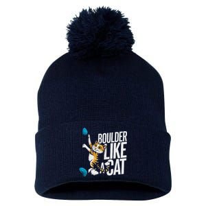 Funny Bouldering Cat – Rock Climbing & Cat Lover Design Pom Pom 12in Knit Beanie