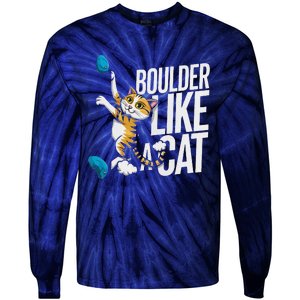 Funny Bouldering Cat – Rock Climbing & Cat Lover Design Tie-Dye Long Sleeve Shirt